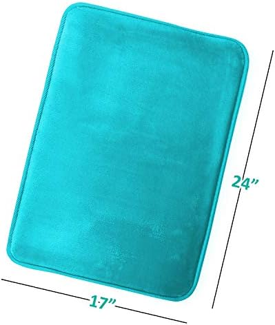 Clara Clark Bathroom Rugs, Velvet Memory Foam Bath Mat, Non-Slip, Machine Washable Bath Rugs - Dries Quickly, Ultra Soft Plush Bath Mats for Bathroom, 17 x 24, Teal Blue - Image 3