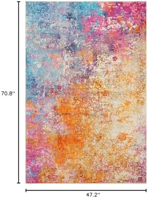 Lahome Modern Abstract Area Rug - 4x6 Colorful Living Room Rug Soft Bedroom Rug Washable Entryway Mat, Rainbow Non Slip Indoor Floor Throw Carpet for Basement Apartment Playroom Office - Image 2