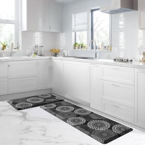 LuxStep Kitchen Mats for Floor,0.47 inch Thicker Cushioned Rug Anti-Fatigue Mats for Kitchen Decor Accessories,Waterproof Non-Slip Mats and Rugs Set for Office,Laundry 17.3"×29"+17.3"×47",Black - Image 4