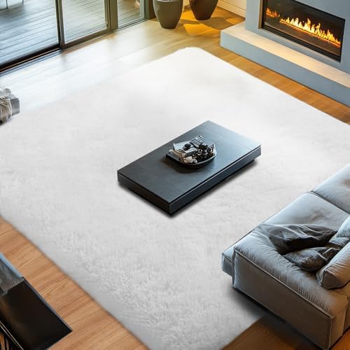 Topmaxcs White 10x14 Area Rugs for Living Room - Large Shag Rug - Image 3