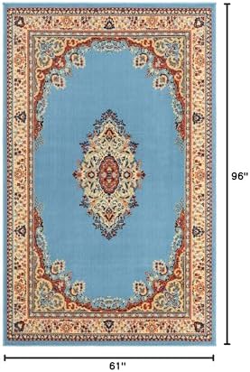 Unique Loom Reza Collection Traditional Persian Style Area Rug, Rectangular 5' 1" x 8' 0", Light Blue/Ivory - Image 3