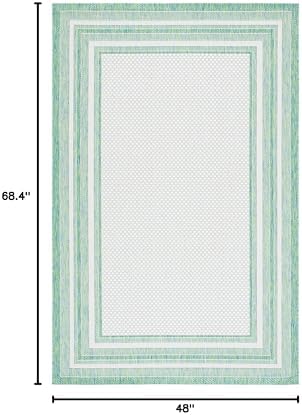 SAFAVIEH Courtyard Collection 4' x 5'7" Ivory/Green CY8475 Indoor/ Outside Waterproof Easy cleansingPatio Backyard Mudroom Area Mat - Image 2