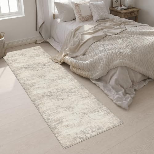 2.6x10 Washable Runner Rug:Modern Abstract Soft Carpet Brown Beige - Image 5