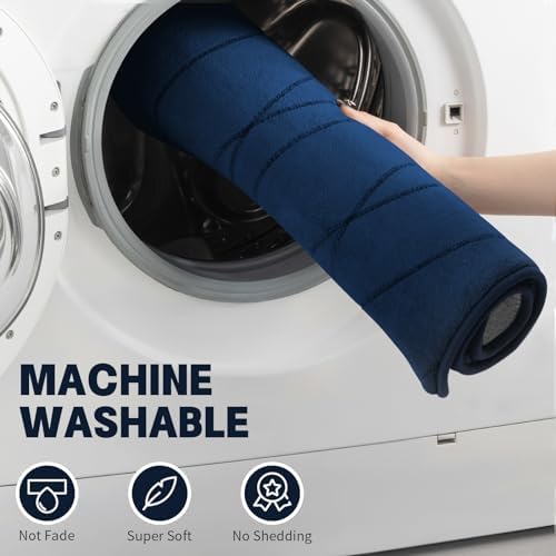 YIHOUSE Bathroom Rugs Set 3 Piece, Memory Foam Bath Mat Navy Blue - Image 5