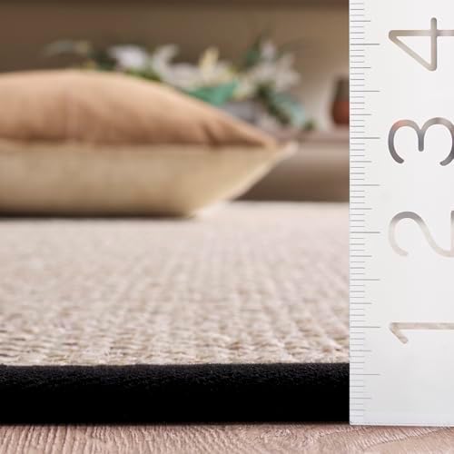 SAFAVIEH Natural Fiber Round Rug 3', Sisal Textured Marble & Black NF143A - Image 6