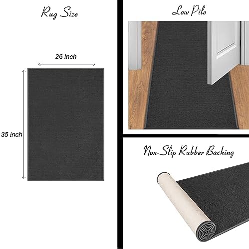 Ottomanson 26" x 35" Laundry Room Rug - Non-Slip Mat for Laundry & Mudroom - Durable, Stain-Resistant, and Easy to Clean - Perfect for High-Traffic Areas - Runner Rug for Entryway Bathroom, Navy - Image 2