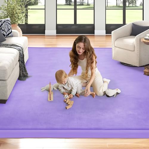 Baby Play Mat for Floor Nursery Muscle Mat Area Rug Playroom Rug 79x79" Elastic Foam 1.3" Thick Crawling Mat for Babies,Toddlers, Infants (Lavender) - Image 2