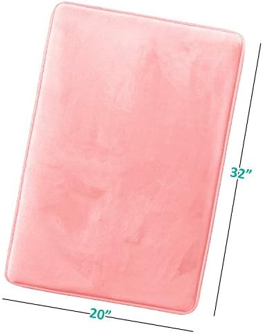 Clara Clark Bathroom Rugs, Velvet Memory Foam Bath Mat, Non-Slip, Machine Washable Bath Rugs - Dries Quickly, Ultra Soft Plush Bath Mats for Bathroom, 20 x 32, Coral Pink - Image 3