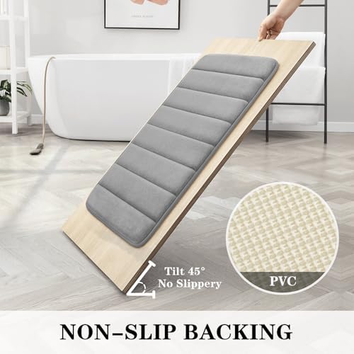 BYSURE Grey Memory Foam Bathroom Rug Set 3 Piece, Non Slip Extra Soft Absorbent Bath Mats, Machine Washable & Dry Toilet Mat Sets for Bathroom Floor - Image 4