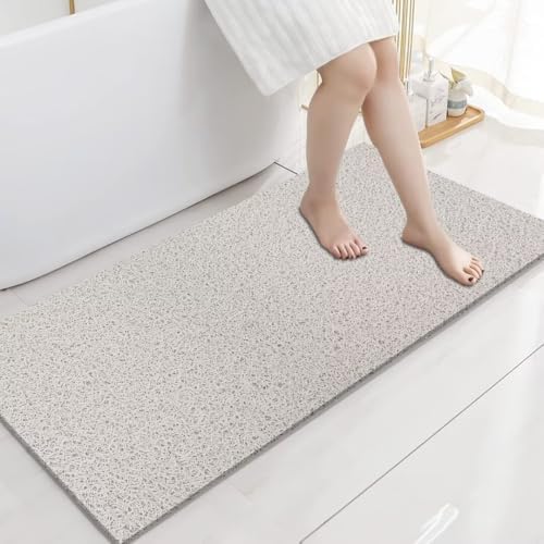 godehone Shower Mats Non Slip Without Suction Cups, PVC Loofah Bathroom Mats, Loofah Mats for Shower and Bathroom, Quick Drying, 17.1× 59 Inch, White by godehone