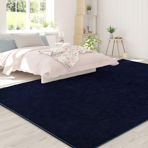 FlyDOIT Area Rugs for Bedroom Living Room, 4x6 Navy Blue Super Soft Comfy Thickened Memory-Foam Indoor Carpets, Modern Aesthetic Minimalist Carpet for Boys Girls Adults Apartment Nursery Home Décor - Image 4