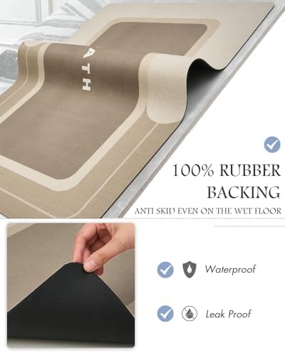 MontVoo Bath Mat-Bath Mat Rug Non Slip Super Absorbent Stain Resistant Quick Dry Thin Bathroom Rug-Bath Mats for Bathroom Floor Bathtub Vanity-Bathmat Bath Rug Easy Care-17"x27",Beige - Image 5