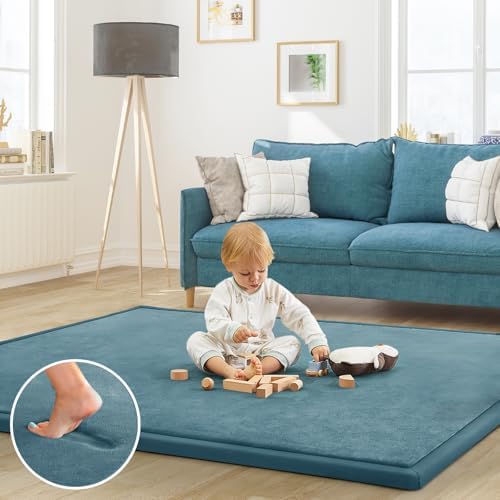 Baby Play Mat for Floor Nursery Rug Muscle Mat Area Rug Playroom Rug 65"x50" Playpen Mat Elastic Foam 1.3" Thick Crawling Mat for Babies,Toddlers, Infants, Kids,Indigo - Image 2