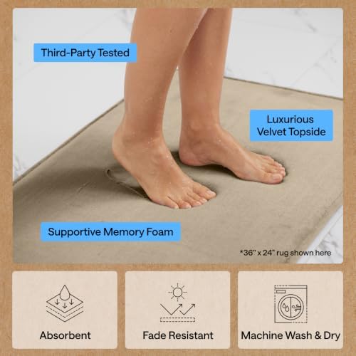 GORILLA GRIP® Memory Foam Bath Rug for Bathroom, 48x24 Taupe - Image 5