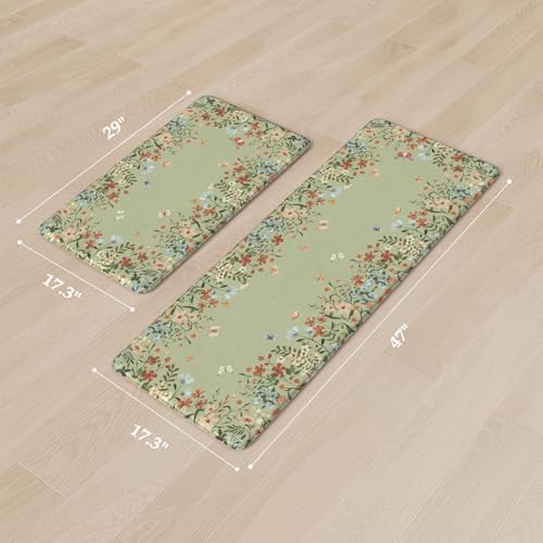 KIMODE Anti Fatigue Kitchen Mat for Floor, Butterfly Flower Kitchen Rugs - Image 2