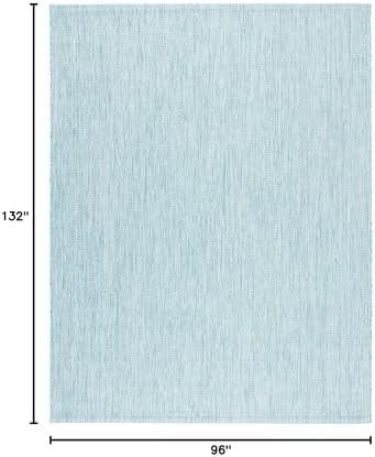 SAFAVIEH Outdoor Area Rug 8x11 - Courtyard Collection - Large, Coastal Design, Aqua & Grey, Durable & Easy Cleaning, Ideal for Patio, Entryway, Mudroom, Backyard (CY8022-37121) - Image 2