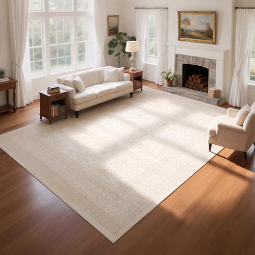 8x10 Retro Washable Area Rugs for Living Room,Bedroom,Dining Room- Brown by Lbris