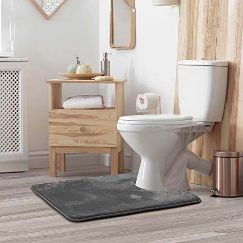 Clara Clark Bathroom Rugs, Velvet Memory Foam Bath Mat, Non-Slip, Machine Washable Bath Rugs - Dries Quickly, Ultra Soft Plush Bath Mats for Bathroom, 20 x 24, Grey - Image 2