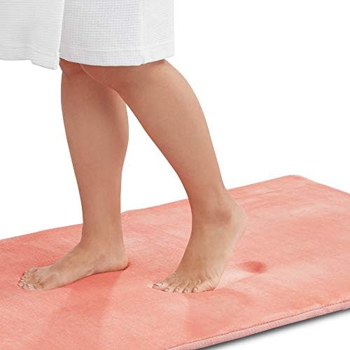 Memory Foam Bath Mat Non Slip Absorbent Super Cozy Velvet Bathroom Rug Carpet (17 inches X 24 inches, Peach) by Genteele