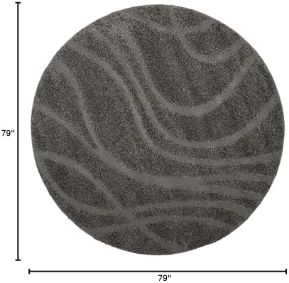 SAFAVIEH Florida Shag Round Rug 6'7", Soft Plush Modern Grey SG471-8080 - Image 2