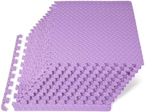 ProsourceFit Exercise Puzzle Mat 1/2-inch, EVA Interlocking Foam Floor Tiles for Home Gym, Workout Equipment, Kids Play Areas, Purple, 48 SQ FT - 12 Tiles by ProsourceFit