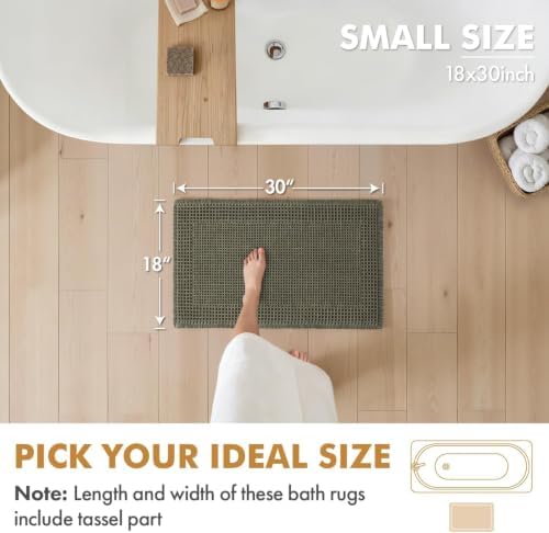 MIULEE Set of 2 Waffle Bathroom Rugs Bordered Bath Mat Green 18x30 Inch - Image 2