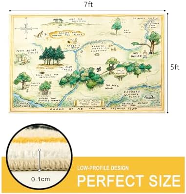 Estmy 5x7 Washable Nursery Rug, Cute Woodland Kids Play Rug for Girls Boys Neutral Soft Crawling Play Mat for Classroom Children Toddlers Bedroom Stain Resistant Easy Clean, 100 Acre Wood Map Carpet - Image 2