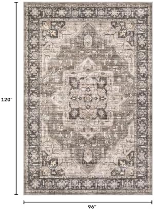 8x10 Area Rugs for Living Room: Washable Vintage Dark Brown Rug - Image 2