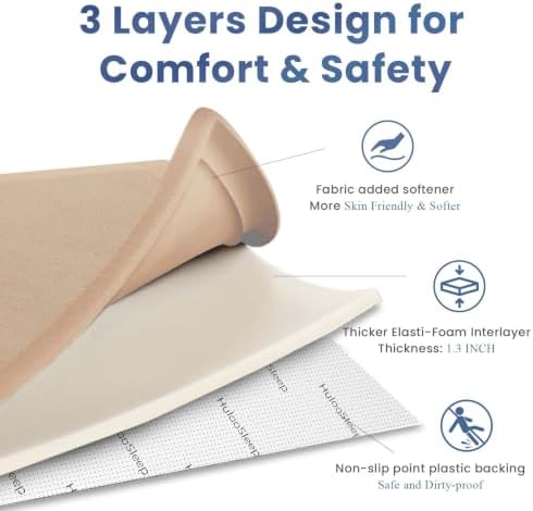 Huloo Sleep Ultra Soft Baby Play Mat for Floor, 1.3" Thick Elasti-Foam 59x59 Play Mat for Playpen,Water-Repellent Coral Velvet for Tummy Time, Non-Slip Backing,Safe for Toddlers & Infants(Light Brown) - Image 2
