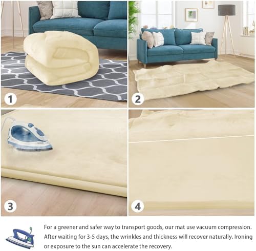 Baby Play Mat for Floor Nursery Rug Muscle Mat Area Rug Playroom Rug 59"x71" Playpen Mat Elastic Foam 1.3" Thick Crawling Mat for Babies,Toddlers, Infants, Kids,Light Beige - Image 4