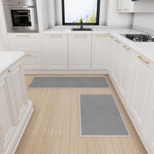 SUMLANS Kitchen Mat 1 PCS for Floor, Washable Non Slip Rugs, Grey - Image 5