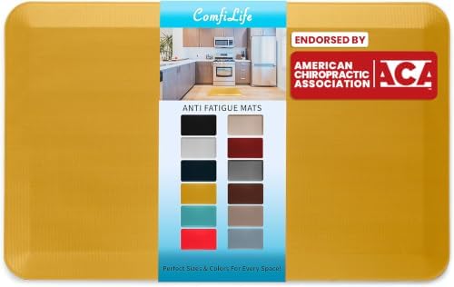 ComfiLife Anti Fatigue Floor Mat – 3/4 Inch Thick Kitchen Mats for Floor, Standing Desk Mat, Kitchen Rug – Comfort at Home, Office – Durable – Stain Resistant – Non-Slip Bottom (20" x 39", Mustard) by ComfiLife