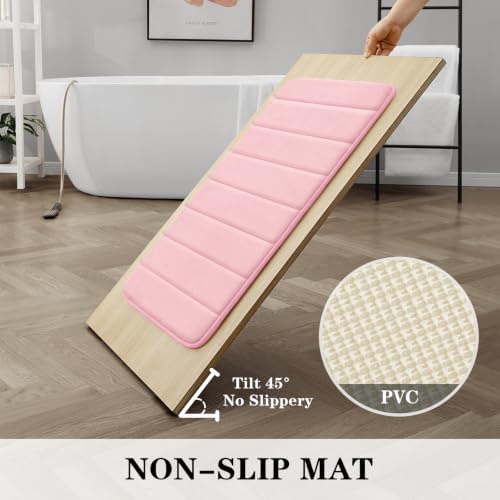 BYSURE Pink Memory Foam Bathroom Rug Set 3 Piece - Image 4