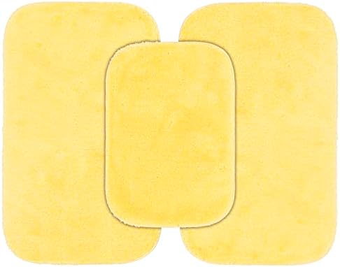 Garland Rug Traditional Nylon Washable Rubber Ducky Yellow 3 Bath Rugs (17" X 24", 21" X 34", 21" X 34") - Soft, Absorbent, and Stylish for Your Bathroom by Garland+Rug