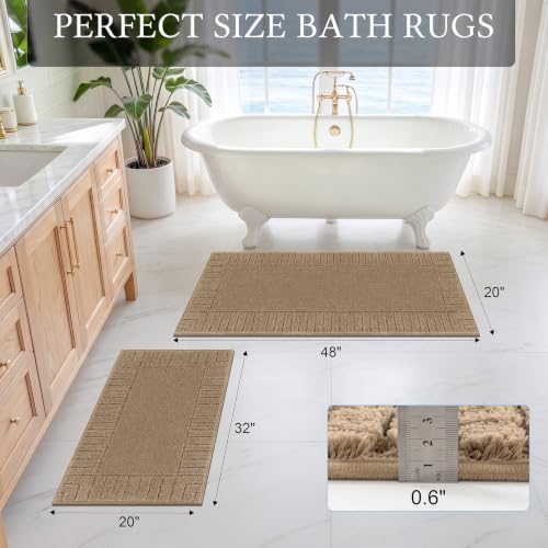 Pauwer Bathroom Rugs Sets 2 Piece, Non Slip Plush Bath Mats, Dark Grey - Image 2