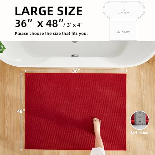 TYUU Large Christmas Bathroom Rugs Non Slip Washable Bath Rugs Super Absorbent Bathroom Rug Thin Quick Dry Low Pile Bath Mats, Red 36"x48" - Image 2