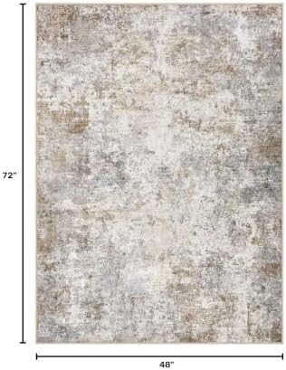 UERMEI 4x6 Area Rug Living Room Rugs Washable Neutral Brown Grey Carpet - Image 2