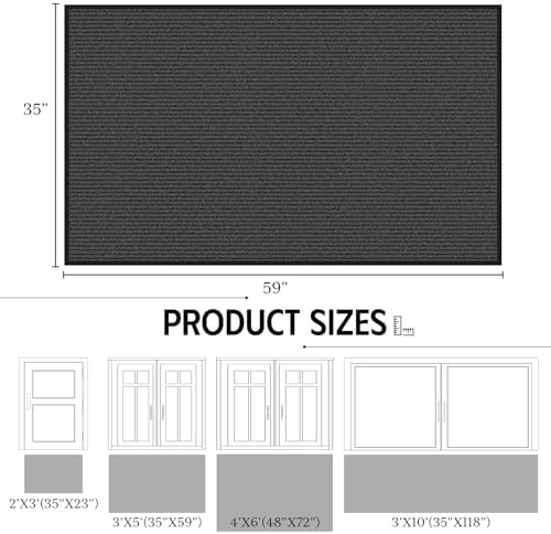 Outdoor Mats for Front Door 3' x 5', Heavy Duty Front Door Mat Outside Entrance, Non-Slip Rubber Backing Outdoor Mats, Absorbent Low Profile Commercial Floor Mat for Office, 2-Pack Grey - Image 2