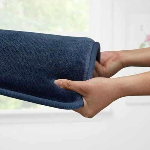 Memory Foam Bath Mat Non Slip Absorbent Super Cozy Velvet Bathroom Rug Carpet (20 inches X 32 inches, Navy) - Image 6