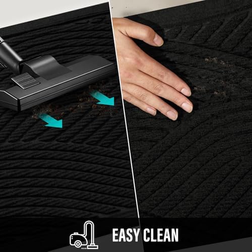 HIYARD Sturdy Front Door Mat, Absorbent Muddy Dirt Resist Welcome Door Mats Outdoor Indoor, Stain and Fade Resistant, Non-Slip Backing Entry Mat Low Profile Doormat for Entryway, 47×32, Black - Image 7