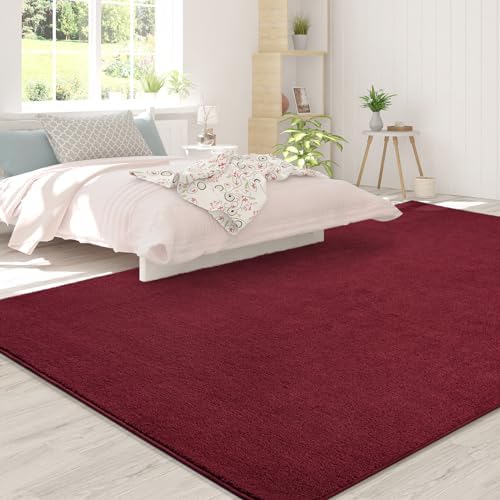 FlyDOIT Area Rugs for Bedroom Living Room, 6x9 Rose Red Super Soft Comfy Thickened Memory-Foam Indoor Carpets, Modern Aesthetic Minimalist Carpet for Boys Girls Adults Apartment Nursery Home Décor - Image 4