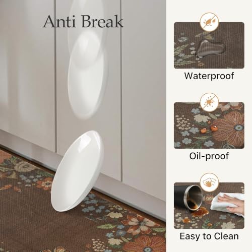 GENIMO Anti Fatigue Kitchen Mats for Floor 2PCS, Standing Rugs, Light Brown - Image 3