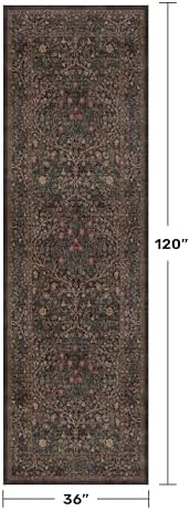 Boho Washable 3x10 Extra Long Runner Rug for Entryway, Hallway, Brown Large Kitchen Floor Rug Indoor, Non-Slip Stain & Fade Resistant, Vintage Dark Brown Taupe Floral Décor - Image 2