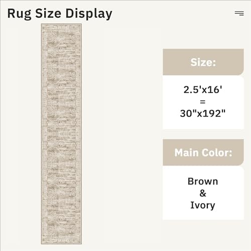 Soalmost Hallway Runner Rug 2'6" x 16' Washable Long Kitchen Rugs Brown - Image 5