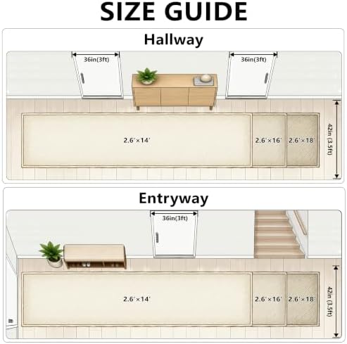 Washable Carpet Runners for Hallway 14ft-Non Slip Floor Runners for Dogs, Abstract Hallway Runner Rug with ‌Silicone Backing, Stain Resistant Rug for Indoor High Traffic,2.6x14,Gray - Image 2