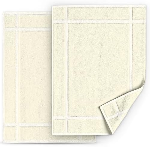Pearl Linens 2 Pack Cotton Bath Mats for Bathroom, 20" X 30", Ivory by PearlLinens
