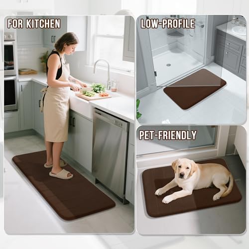Yimobra Large Memory Foam Bathroom Mat Set, 44 x 24 & 24 x 17 in, Brown - Image 6