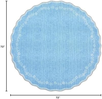 GarveeHome Round Rugs 6ft Scalloped Washable Circle Rug for Dining Room - Image 2