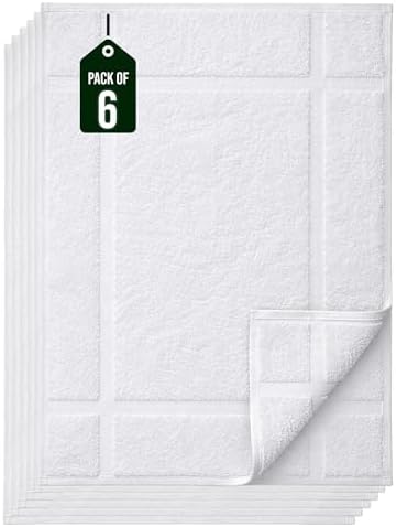 Pearl Linens 6 Pack Cotton Bath Mats for Bathroom,18" X 25", White by PearlLinens