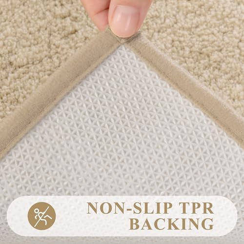 Pauwer Bathroom Rugs Sets 3 Piece, Microfiber Bath Mat Set, Light Beige - Image 5